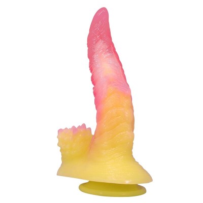 POWER MONSTERS - RIPPLIED MONSTER FANTASY DILDO WITH SUCTION CUP 22.5 CM Ã 5.5 CM PINK & YELLOW