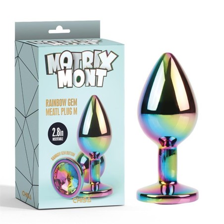 Rainbow Gem Plug Anal Multicolor con Joya Talla M