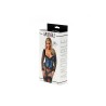 Set de Corsé, Tanga y Medias  Azul y Negro