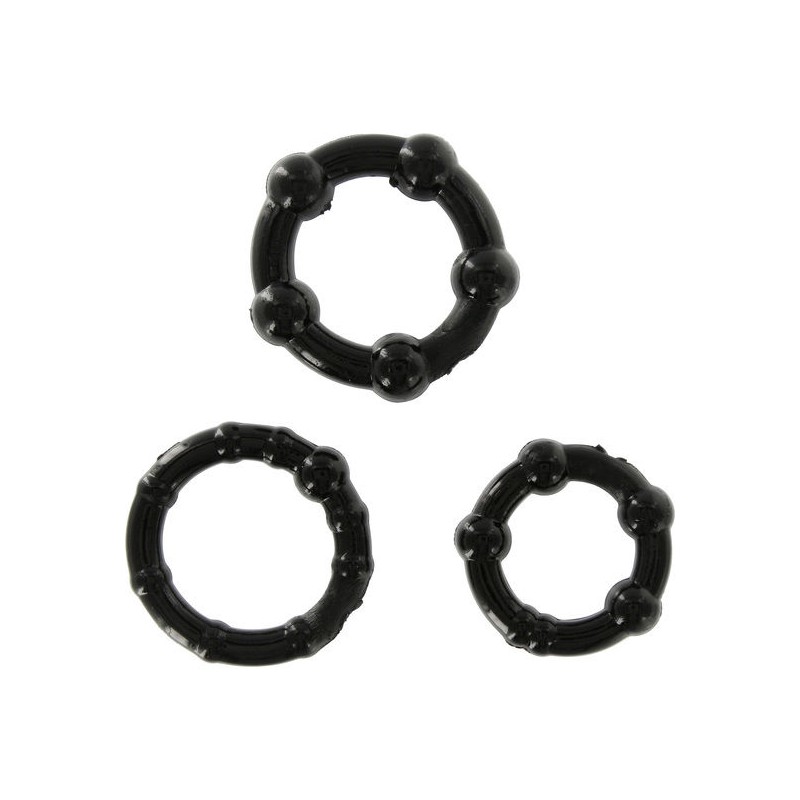 SEVEN CREATIONS - SET OF THREE BLACK PENIS RINGS