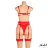 Yvonne Set Sujetador, Tanga y Liguero con Corazones Rojo