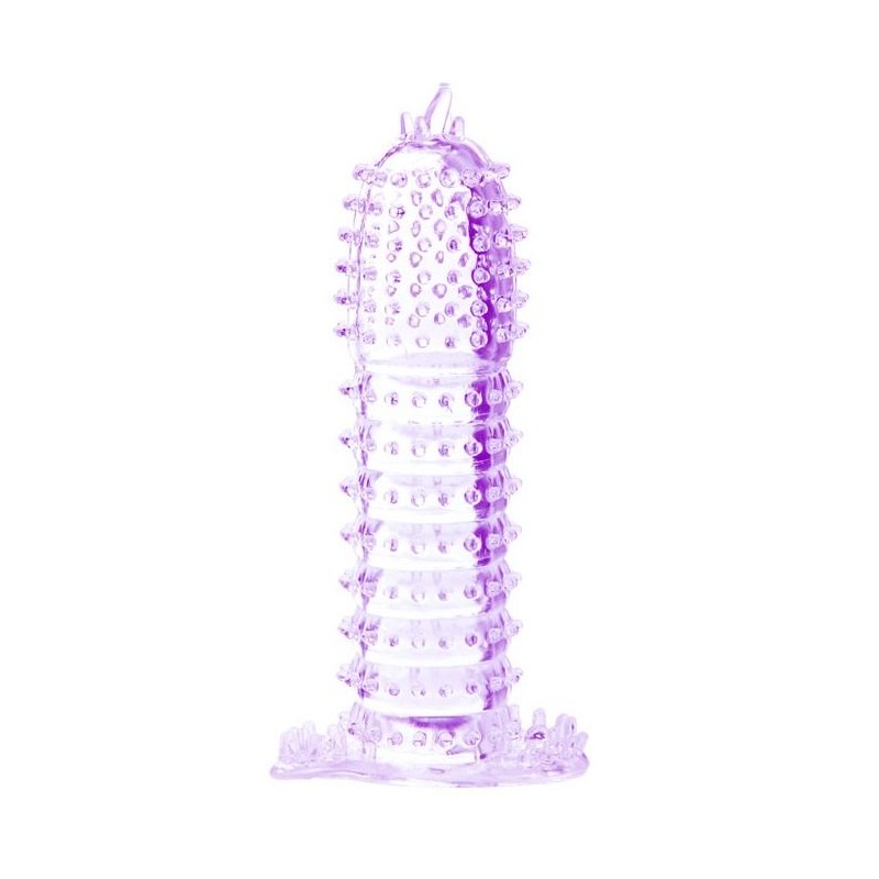 BAILE - REVESTIMIENTO DE PENE CON PUNTOS ESTIMULANTES MORADO 14 CM