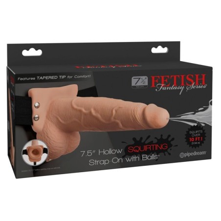 FETISH FANTASY SERIES - ADJUSTABLE HARNESS REALISTIC PENIS WITH BALLS SQUIRTING 19 CM