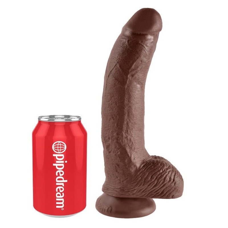 KING COCK - 9 DILDO BROWN WITH BALLS 22.9 CM
