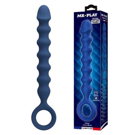MR PLAY - BLUE SILICONE ANAL BEADS & ANAL PLUG -Ã- 3,4 CM - 28.5 CM