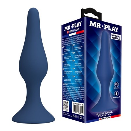 MR PLAY - TAPERED SILICONE ANAL PLUG BLUE XL