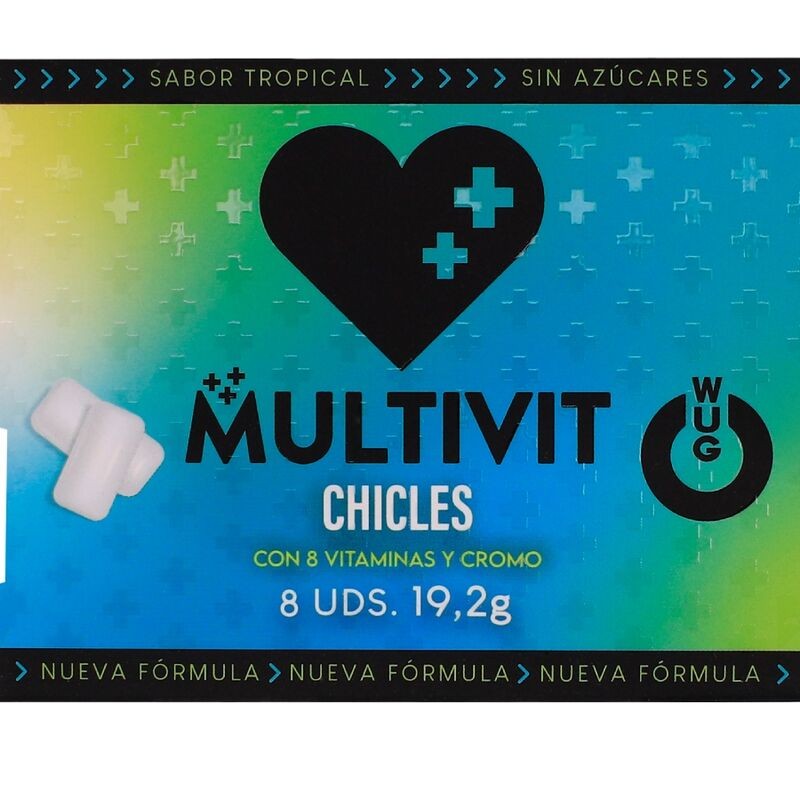 WUG Multivit - The functional chewing gum that strengthens your defenses every day. BLISTER OF 8 UNI