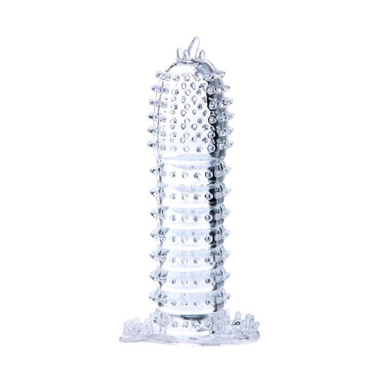 BAILE - REVESTIMIENTO DE PENE CON PUNTOS ESTIMULANTES TRANSPARENTE 14 CM