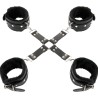 DARKNESS - LEATHER HANDCUFFS FOR FOOT AND HANDS BLACK