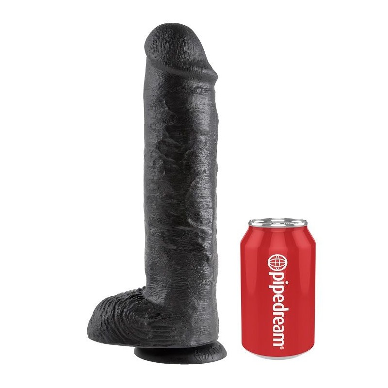KING COCK - DILDO BLACK WITH BALLS 28 CM