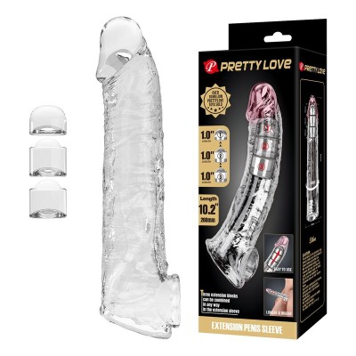 PRETTY LOVE - ADJUSTABLE PENIS EXTENSION SLEEVE 26 CM Ã 4 CM TRANSPARENT