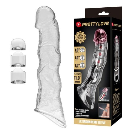PRETTY LOVE - ADJUSTABLE PENIS EXTENSION SLEEVE 28 CM Ã 4.5 CM TRANSPARENT
