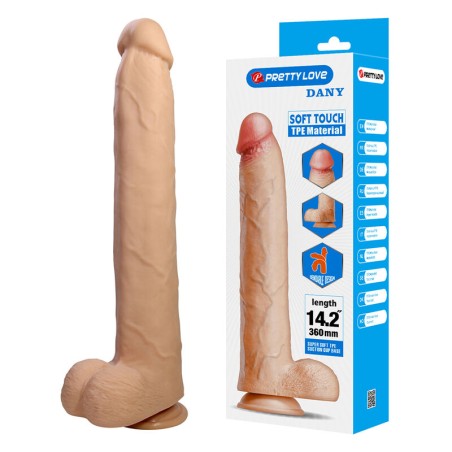 PRETTY LOVE - DANY FLEXIBLE REALISTIC DILDO WITH SUCTION CUP 36 CM -Ã- 5.6 CM