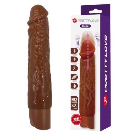 PRETTY LOVE - KESSLER REALISTIC VIBRATING DILDO WITH 10 VIBRATION MODES AND 10 THROWS, 22 CM, BROWN