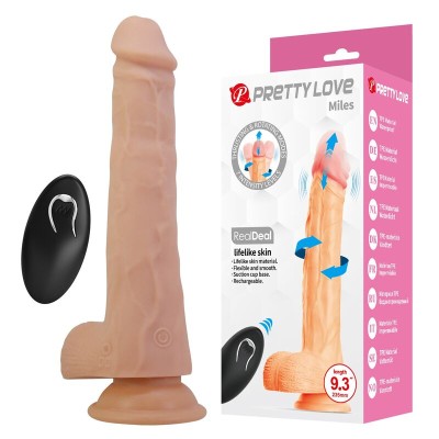 PRETTY LOVE - MILES THRUSTING & ROTATING VIBRATING DILDO REMOTE CONTROL 23.5 CM Ã 4.8 CM NATURAL