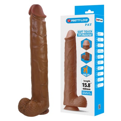 PRETTY LOVE - PAT REALISTIC FLEXIBLE DILDO WITH SUCTION CUP 40 CM -Ã- 6 CM BROWN