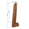 PRETTY LOVE - PAT REALISTIC FLEXIBLE DILDO WITH SUCTION CUP 40 CM -Ã- 6 CM BROWN