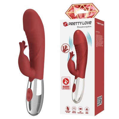 PRETTY LOVE - ROSEWOOD RABBIT VIBRATOR 30 FUNCTIONS USB RECHARGEABLE RED