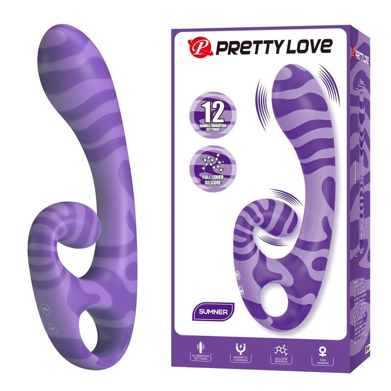PRETTY LOVE - SUMMER DOUBLE-ENDED VIBRATOR WITH HANDLE 19 CM Ã 3.5 CM PURPLE
