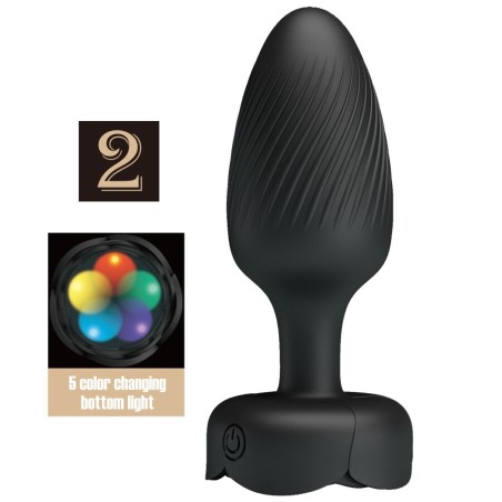 PRETTY LOVE - VARIAN ANAL PLUG WITH  LED LIGHT BLACK 10.8 CM