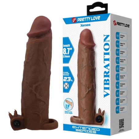 PRETTY LOVE - XERXES VIBRATING PENIS SLEEVE 22 CM Ã 4.5 CM BROWN